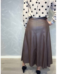 "Brun læderlook nederdel med bælte til kvinder - TIPPY Collection" 2