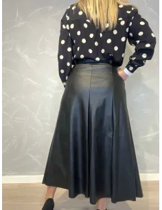 "Sort læderlook nederdel med bælte til kvinder - TIPPY Collection" 2