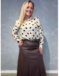 "Beige skjorte med dotter til kvinder - TIPPY Collection"