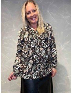 "Skjorte med paisley mønster til kvinder i sort/brun - TIPPY Collection" 2