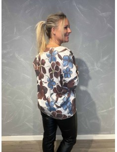 "Brun/blå blomsterbluse til kvinder - TIPPY Collection" 2