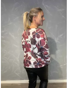 "Rød/bordeaux blomsterbluse til kvinder - TIPPY Collection" 2