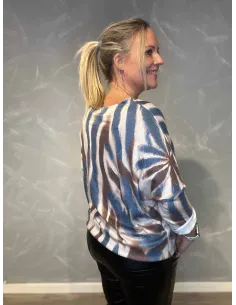 "Blå/brun stribet bluse til kvinder - TIPPY Collection" 2