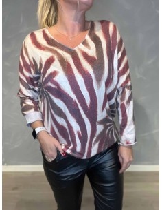"Rød/bordeaux stribet bluse til kvinder - TIPPY Collection" 2