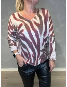 "Rød/bordeaux stribet bluse til kvinder - TIPPY Collection" 2