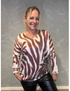 "Rød/bordeaux stribet bluse til kvinder - TIPPY Collection"