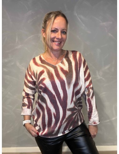 "Rød/bordeaux stribet bluse til kvinder - TIPPY Collection"