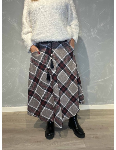 "Beige ternet nederdel med lommer til kvinder - TIPPY Collection"