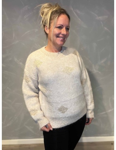 "Beige strik med gulddetaljer til kvinder - TIPPY Design"