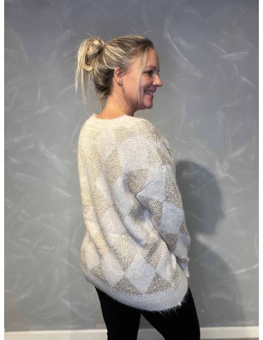 "Bagside af beige cardigan med guld til kvinder - TIPPY"