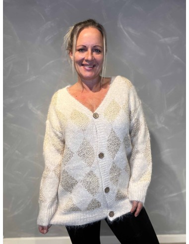 "Beige cardigan med gulddetaljer til kvinder - TIPPY Design"