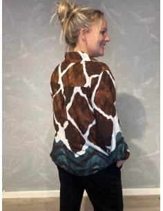 "Brun/blå skjorte med dobbelt print til kvinder - TIPPY Collection" 2
