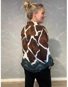 "Brun/blå skjorte med dobbelt print til kvinder - TIPPY Collection" 2