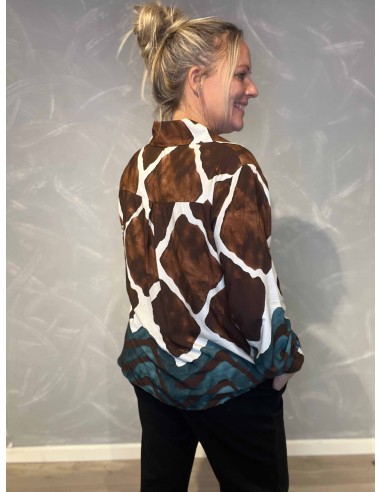"Bagside af brun/blå skjorte med dobbelt print til kvinder - TIPPY"