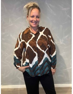 "Brun/blå skjorte med dobbelt print til kvinder - TIPPY Collection"