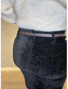 "Sort velour nederdel med bælte til kvinder - TIPPY Collection" 2