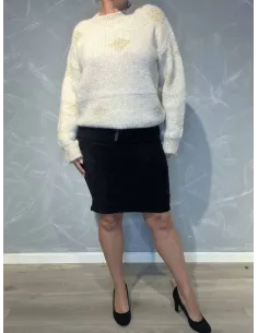 "Sort velour nederdel med bælte til kvinder - TIPPY Collection"