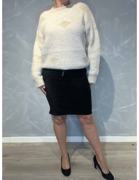 "Sort velour nederdel med bælte til kvinder - TIPPY Collection"