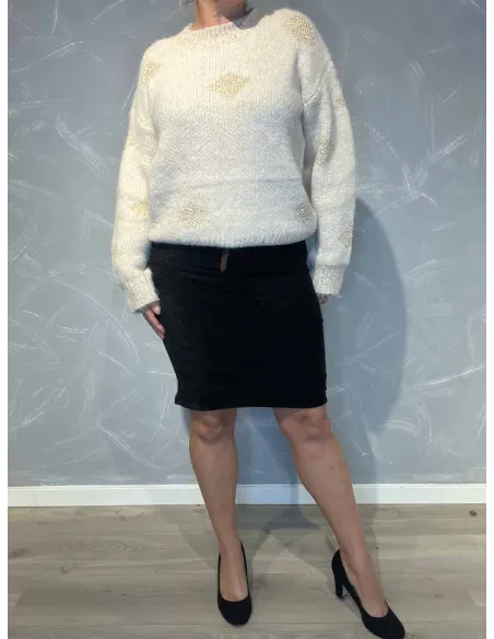 "Sort velour nederdel med bælte til kvinder - TIPPY Collection"