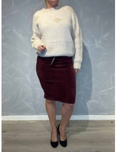 "Bordeaux velour nederdel med bælte til kvinder - TIPPY Collection"