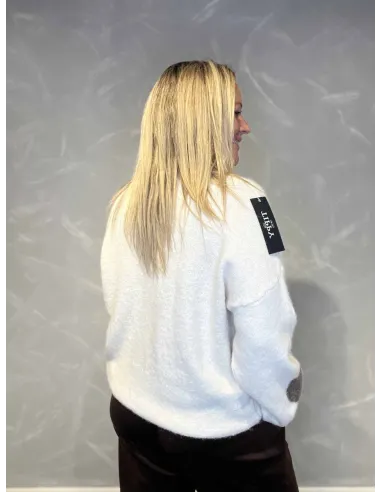 "Bagside af hvid strik med brune hjerter til kvinder - TIPPY"