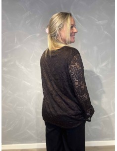 "Brun tunika bluse med blondedetaljer til kvinder - TIPPY Collection" 2