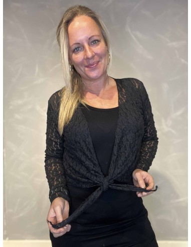 "Sort blonde bolero cardigan med bindebånd til kvinder - TIPPY Collection"