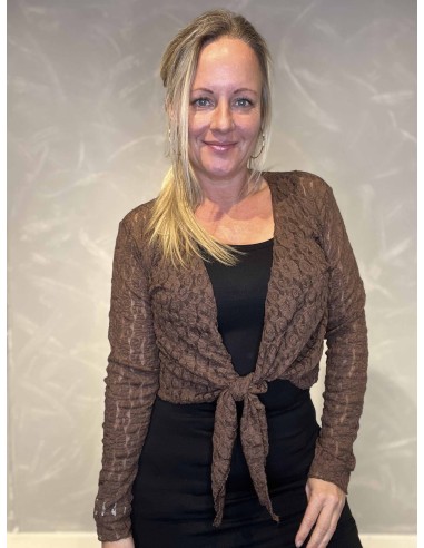 "Brun blonde bolero cardigan med bindebånd til kvinder - TIPPY Collection"