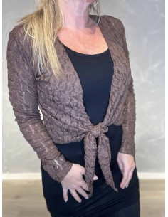 "Brun blonde bolero cardigan med bindebånd til kvinder - TIPPY Collection" 2