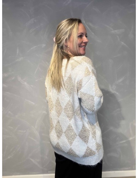 "Bagside af cream farvet cardigan til kvinder - TIPPY"