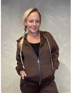 brun zip hoodie til kvinder med lynlås – TIPPY Collection