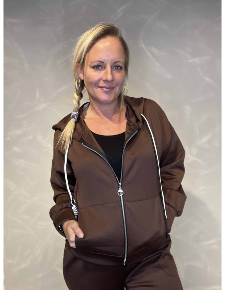 brun zip hoodie til kvinder med lynlås – TIPPY Collection