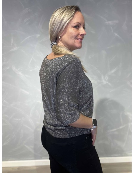 bagside af grå glimmer bluse – TIPPY Collection