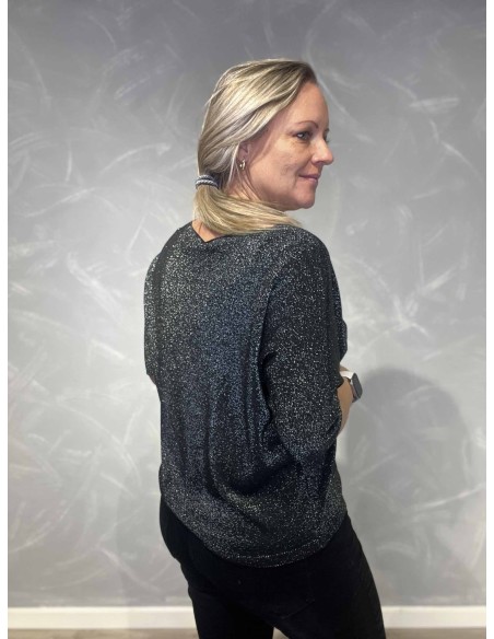 bagside af sort glimmer bluse – TIPPY Collection