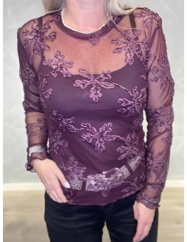Nærbillede af meshmateriale på mesh bluse – TIPPY