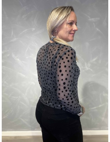 Bagside af grå mesh bluse – TIPPY