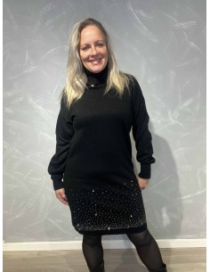 sort strikkjole med glimmersten – Italian Select