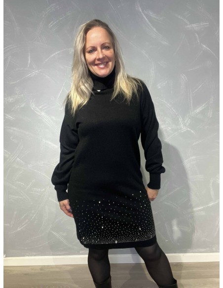 sort strikkjole med glimmersten – Italian Select