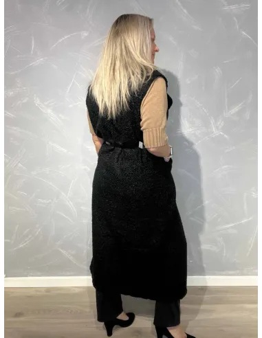 Bagside af sort teddy vest til kvinder – TIPPY