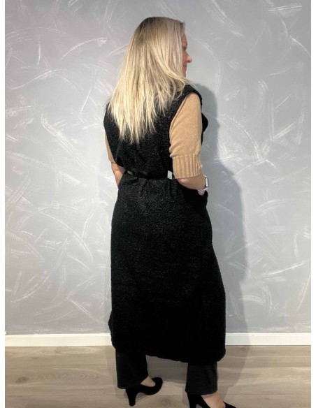 Bagside af sort teddy vest til kvinder – TIPPY