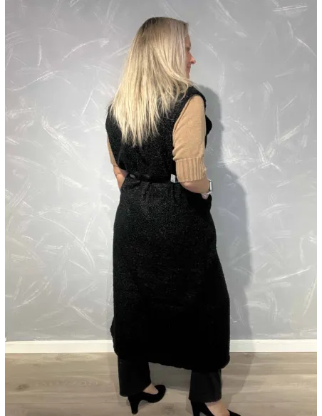 Bagside af sort teddy vest til kvinder – TIPPY