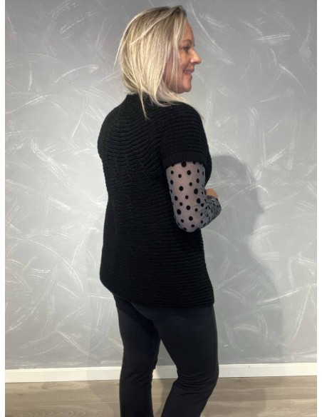 Bagside af sort strikvest til kvinder – TIPPY
