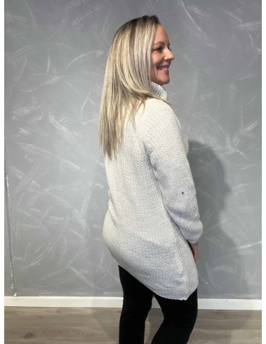 Bagside af beige højhalset strik til kvinder – TIPPY