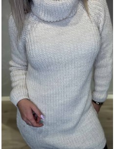 Beige højhalset strik med glimmer til kvinder – TIPPY Collection 2