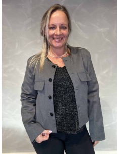 Grå kort blazer jakke med knapper til kvinder – TIPPY Collection