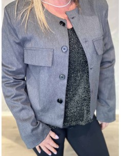 Grå kort blazer jakke med knapper til kvinder – TIPPY Collection 2