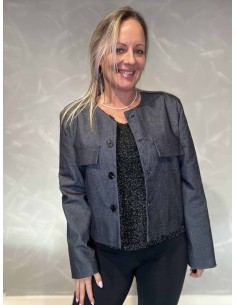 Let denim kort blazer jakke med knapper til kvinder – TIPPY Collection