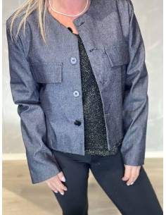 Let denim kort blazer jakke med knapper til kvinder – TIPPY Collection 2