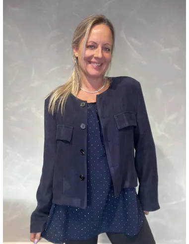 “Navy blazer jakke i blødt materiale til kvinder – TIPPY Collection