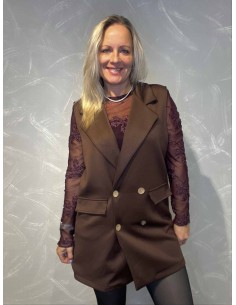 35881 LANG VEST KLASSISK BRUN